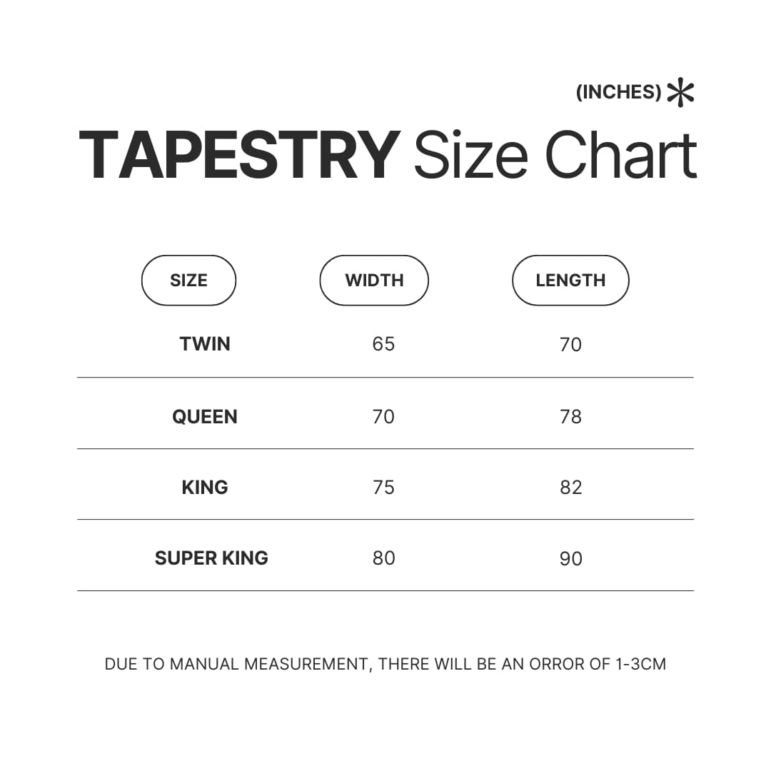 Tapestry Size Chart - Sam And Colby Store